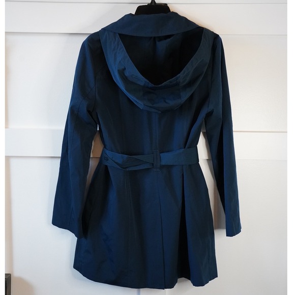 London Fog, Hooded Short Trench Coat Belted Snap Button Front Size Small - Picture 4 of 6